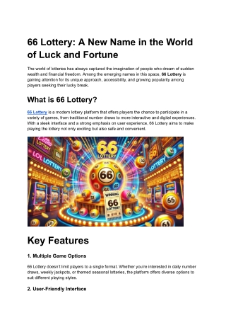 66 lottery a new name in the world of luck