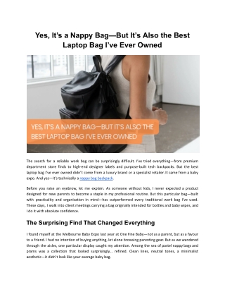 Yes, It’s a Nappy Bag—But It’s Also the Best Laptop Bag I’ve Ever Owned