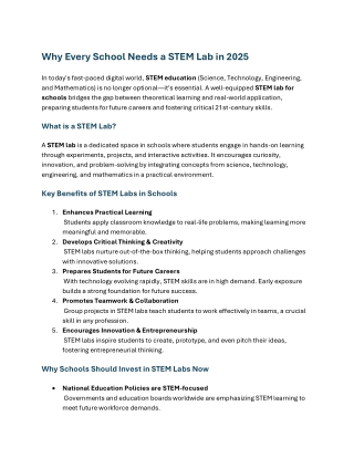 From Classrooms to Creativity Hubs: The STEM Lab Advantage for Schools