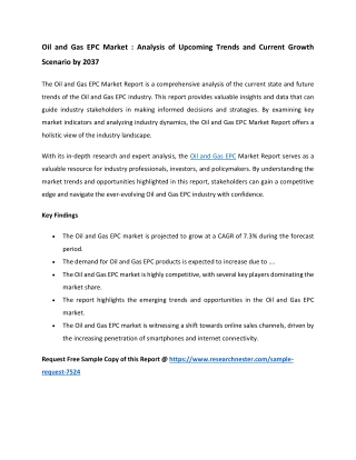 Oil and Gas EPC Market Trends 2037