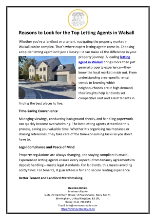 reasons to look for the top letting agents