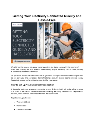 getting your electricity connected quickly
