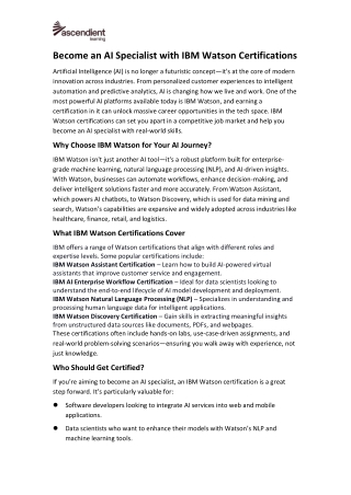 Become an AI Specialist with IBM Watson Certifications