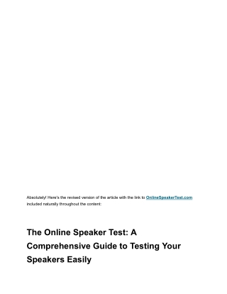 the online speaker test a comprehensive guide
