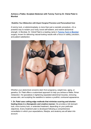 Achieve a Flatter, Sculpted Abdomen with Tummy Tuck by Dr. Vishal Patel in Mumbai (1)