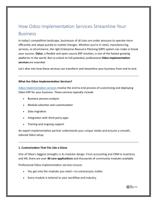 How Odoo Implementation Services Streamline Your Business