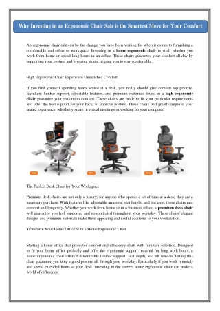Why Investing in an Ergonomic Chair Sale is the Smartest Move for Your Comfort
