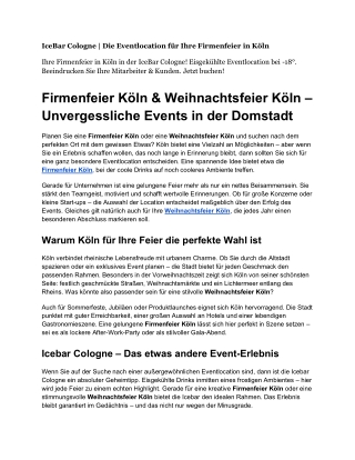 IceBar Cologne | Die Eventlocation für Ihre Firmenfeier in Köln
