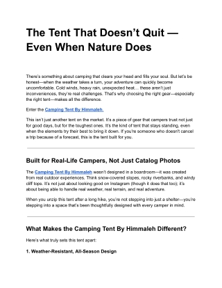 The Tent That Doesn’t Quit — Even When Nature Does