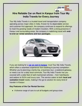 car on rent in kanpur