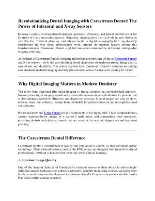 Revolutionizing Dental Imaging with Carestream Dental The Power of Intraoral and X-ray Sensors