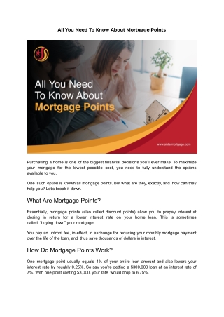 All You Need To Know About Mortgage Points
