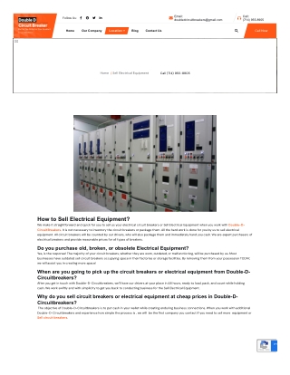 Sell Electrical Equipment Provided by Double-D-Circuitbreakers