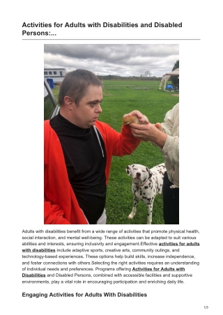 Activities for Adults with Disabilities and Disabled Persons: Engaging Options f