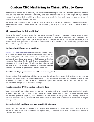 Custom CNC Machining in China: What to Know