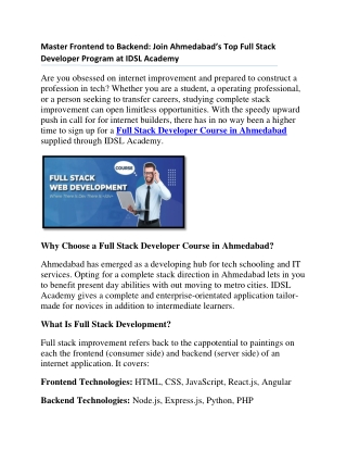 full stack developer course in ahmedabad