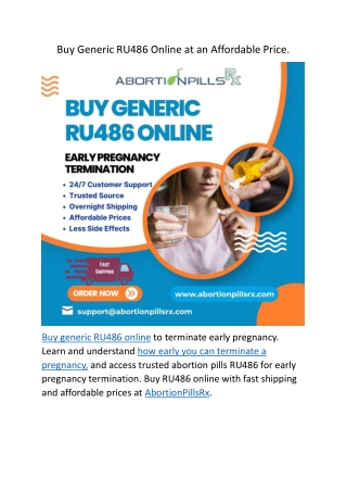 Buy Generic RU486 Online at an Affordable Price.