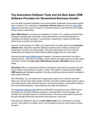 Top Automation Software Tools and the Best Sales CRM Software Providers for Streamlined Business Growth
