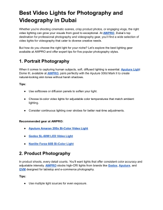 Best Video Lights for Photography and Videography in Dubai