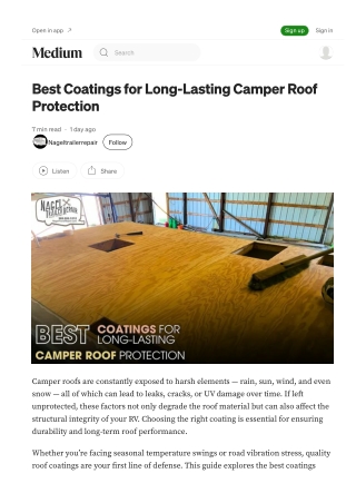 Best Coatings for Camper Roof Sealing Michigan That Last