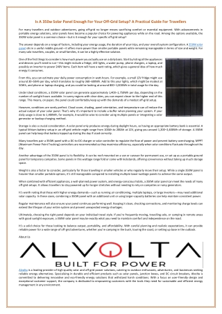 Is A 350w Solar Panel Enough For Your Off-Grid Setup - A Practical Guide For Travellers