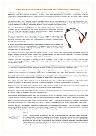 Understanding The Anderson Plug - A Reliable Connection For Off-Grid Power Systems
