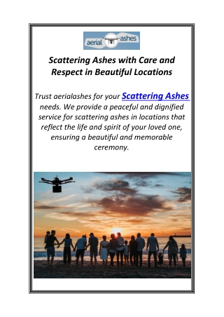 Scattering Ashes with Care and Respect in Beautiful Locations