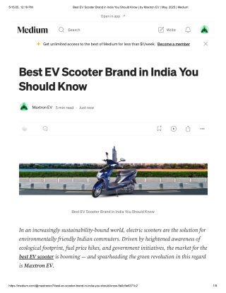 Best EV Scooter Brand in India You Should Know _ by Maxtron EV _ May, 2025 _ Medium