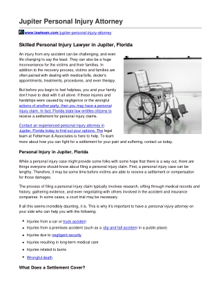 Trusted Jupiter Personal Injury Lawyer | Fetterman & Associates