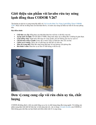 Vòi Lavabo Rửa Tay Nóng Lạnh Đồng Thau CODOR V267