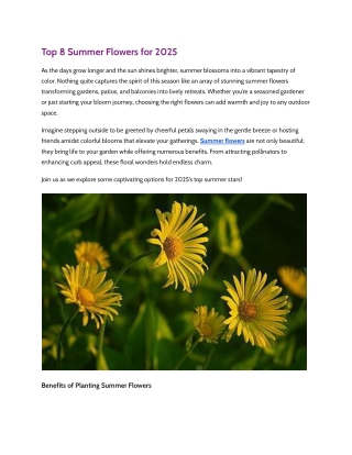 Top 8 Summer Flowers for 2025
