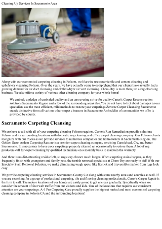 The # 1 Sacramento Carpeting Cleaning Services