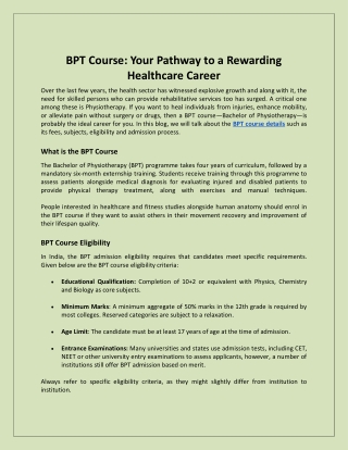 bpt course your pathway to a rewarding healthcare