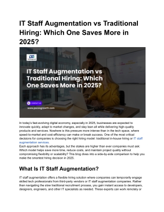 it staff augmentation vs traditional hiring which