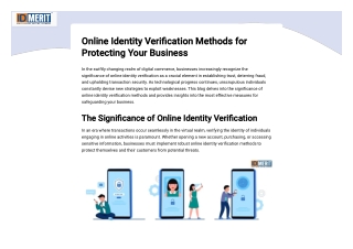 online identity verification methods