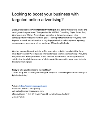 PPC companies in Chandigarh