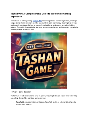 Tashan Win_ A Comprehensive Guide to the Ultimate Gaming Experience