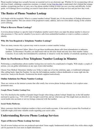 How to Carry Out a Free Telephone Number Lookup in Minutes