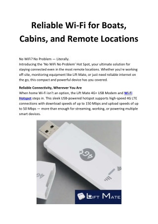 Stay Connected Anywhere with the No WiFi No Problem 4G  Hotspot