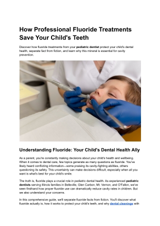 How Professional Fluoride Treatments Save Your Child's Teeth