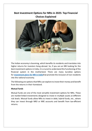 Best Investment Options for NRIs in 2025: Top Financial Choices Explained