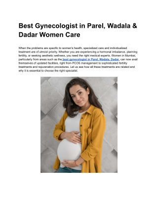 Best Gynecologist in Parel, Wadala & Dadar Women Care