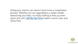 Why Choose Sell My Van Force for Your Electric Van