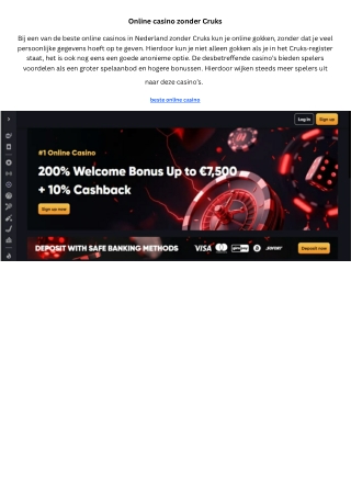 Online casino zonder Cruks