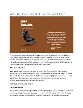 why a gas toaster is a must have for every kitchen