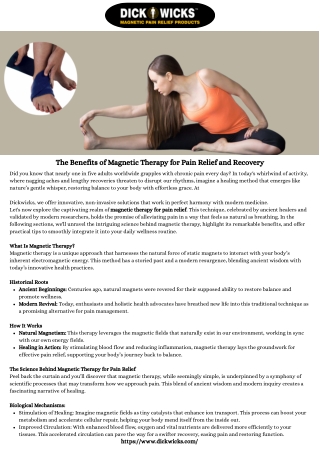 The Benefits of Magnetic Therapy for Pain Relief and Recovery