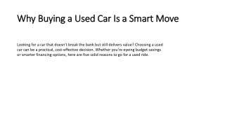 Why Buying a Used Car Is a Smart Move