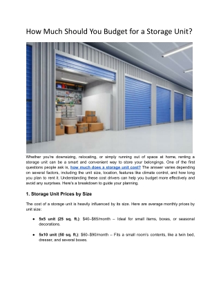 How Much Should You Budget for a Storage Unit