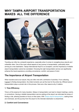 why tampa airport transportation makes