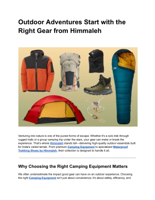 Stay Ready for Nature with Camping Equipment That Works